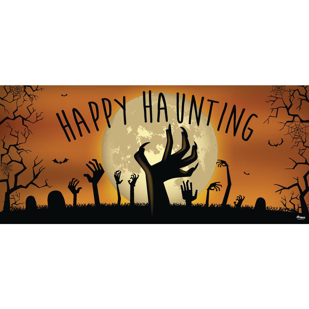 My Door Decor 7 Ft X 16 Ft Happy Halloween Graveyard Zombie