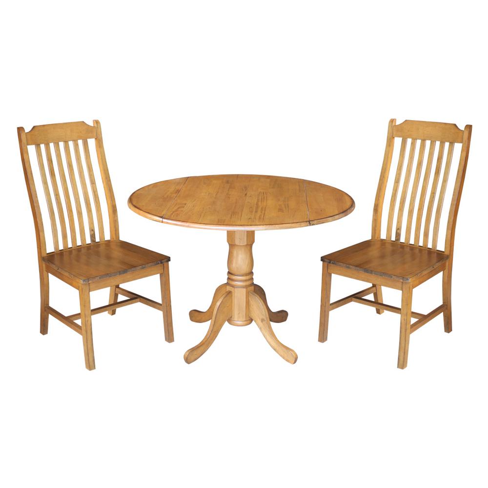 International Concepts 3 Piece Distressed Pecan Dining Set K59 42dp International Concepts 3 Piece Distressed Pecan Dining Set