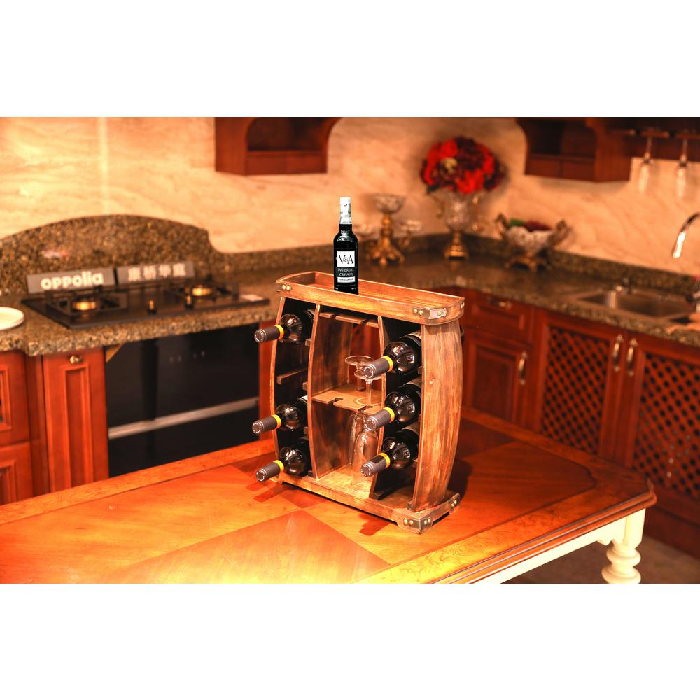 Vintiquewise 8 Bottle Brown Rustic Wooden Wine Rack With
