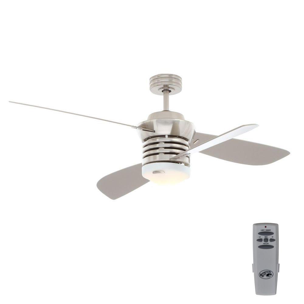 Hampton Bay Pilot 60 In And 52 In Indoor Brushed Nickel Ceiling Fan With Light Kit And Remote Control