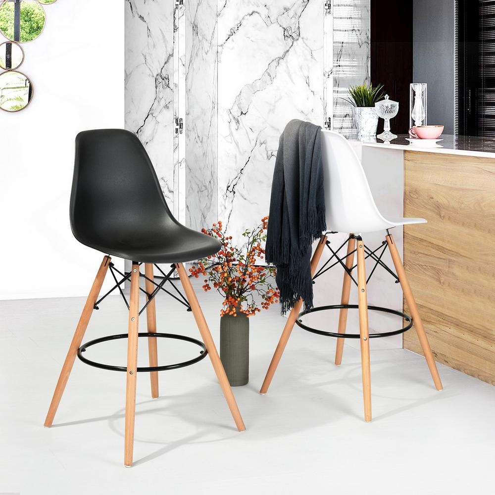 Furniturer Dining Room Barstool Backsupport Black Set Of 2 Rico Bar Black A The Home Depot