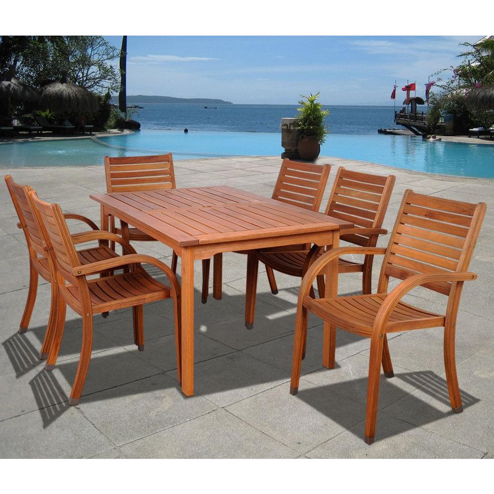 Amazonia Arizona Eucalyptus Wood 7-Piece Rectangular Patio ...