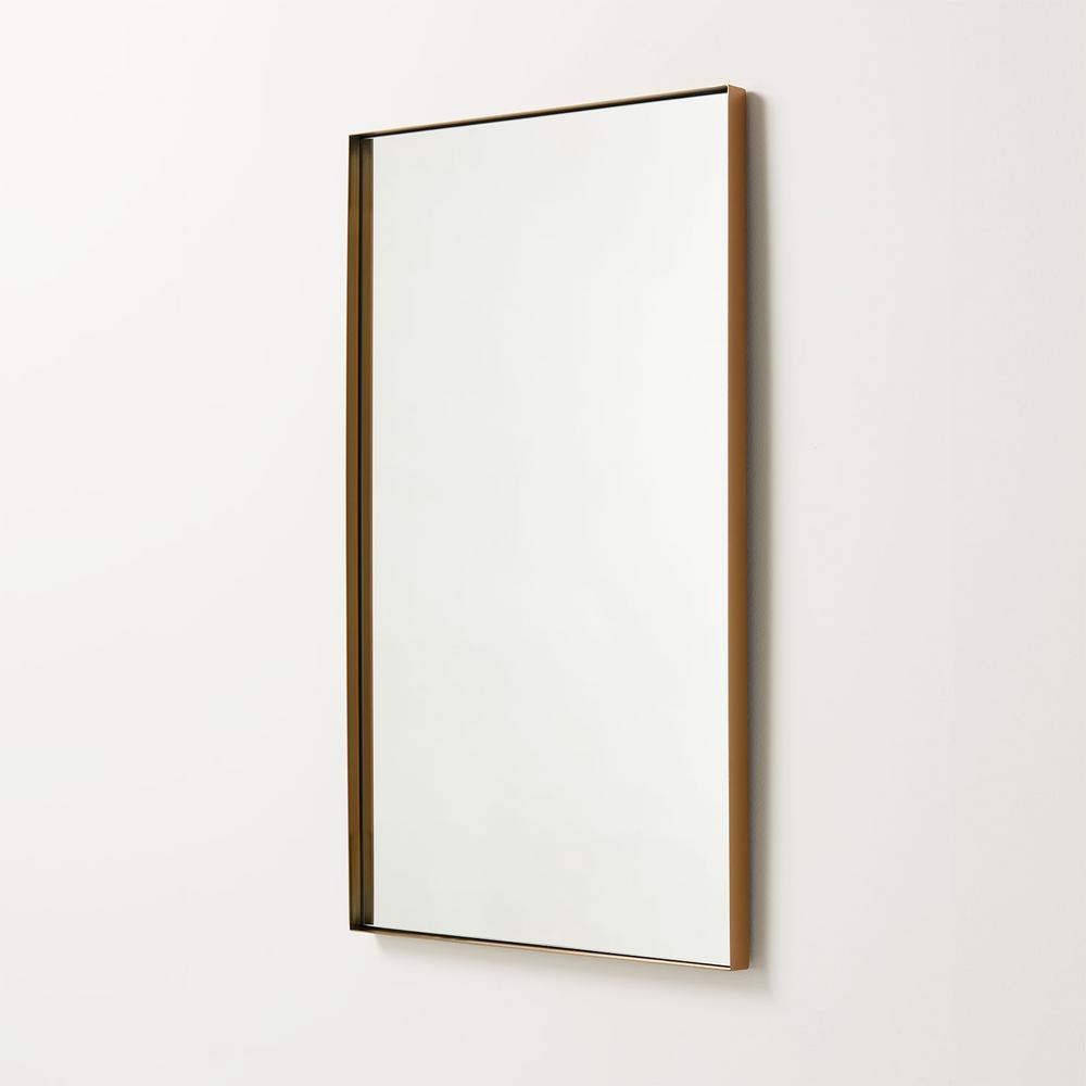Better Bevel 30 In X 40 Metal Framed Rectangle Bathroom Vanity Mirror Antique Brass 20003 The Home Depot Antique Brass, 30 X 40 Framed Bathroom Mirror