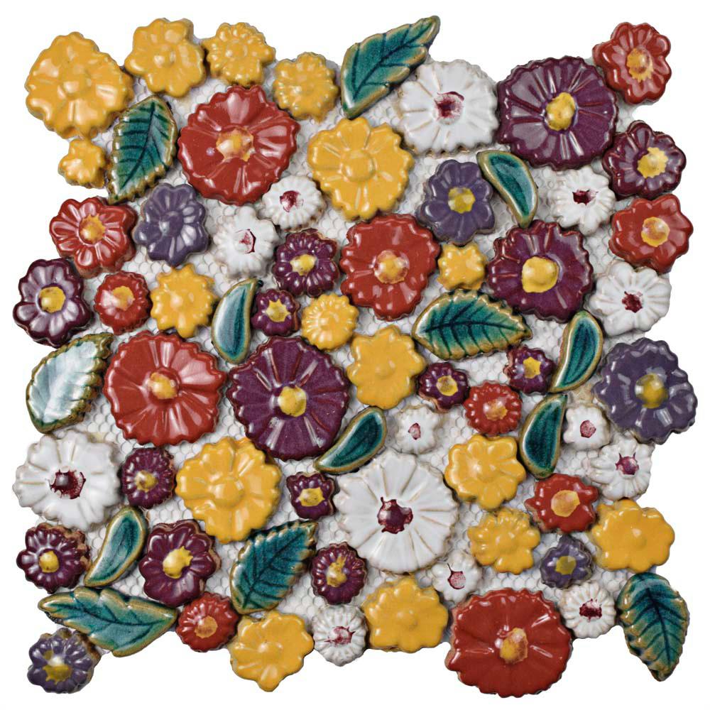 Merola Tile Bouquet Perennial 113/4 in. x 113/4 in. x 9 mm Ceramic