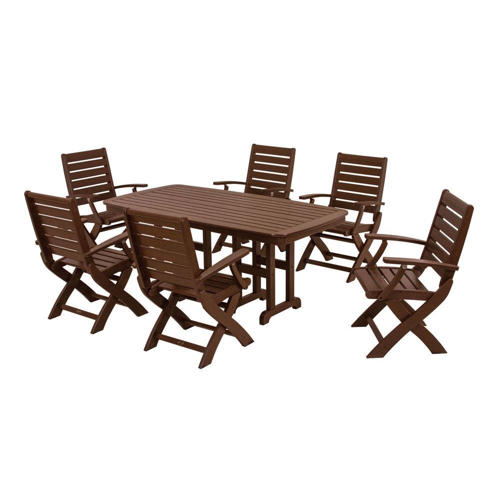 Trex Outdoor Furniture Yacht Club Tree House 7Piece High Back Plastic Outdoor Patio Dining Set