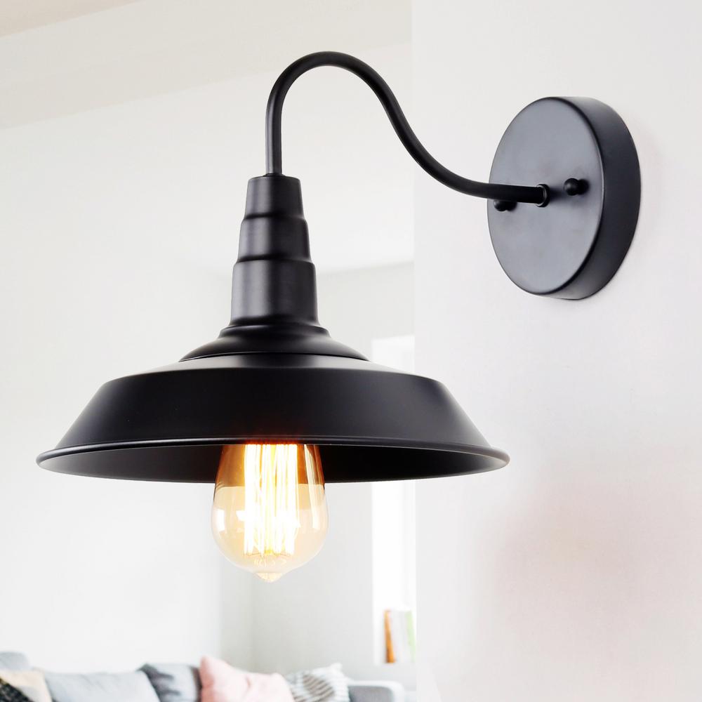 black gooseneck wall light
