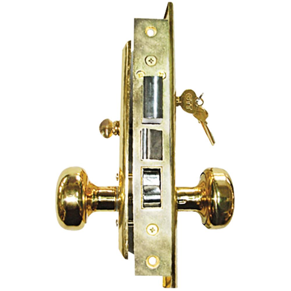 Grip Tight Tools Brass Mortise Entry Right Hand Lock Set With 2 12 In Backset And 2 Sc1 Keys