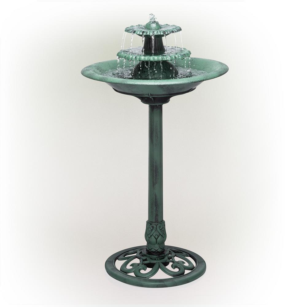 ALPINE 3-Tier Vintage Pedestal Fountain Bird Bath 