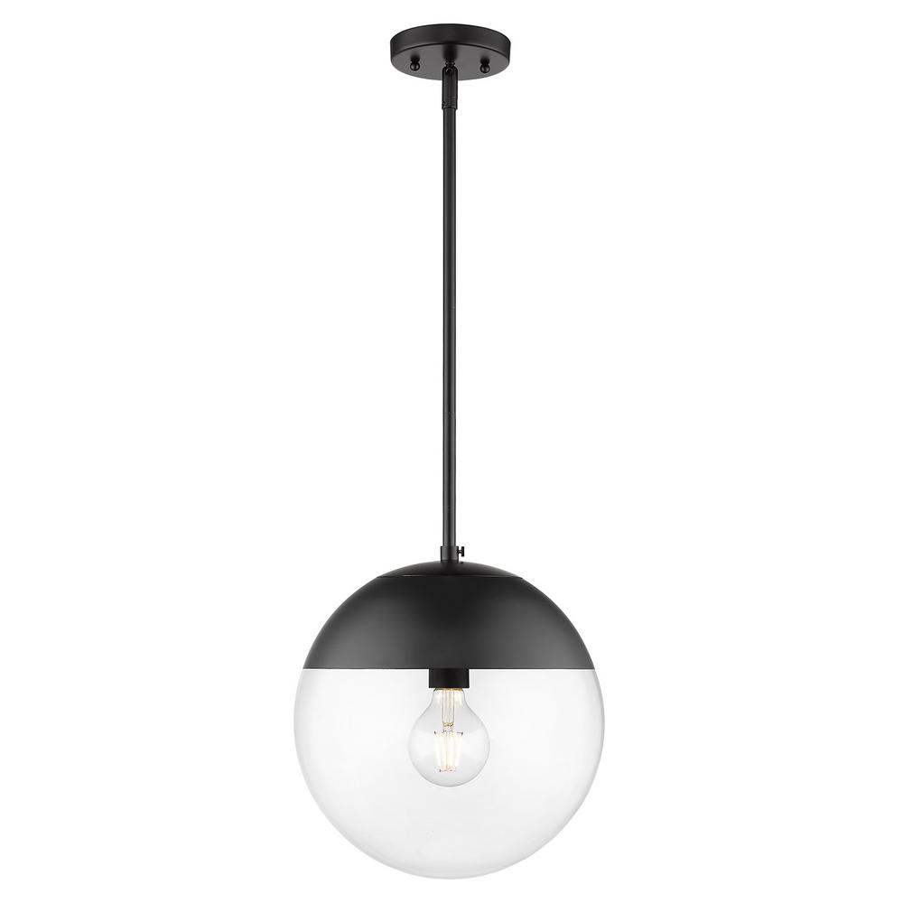 Golden Lighting Dixon 1 Light Black With Clear Glass And Black Cap Pendant Light