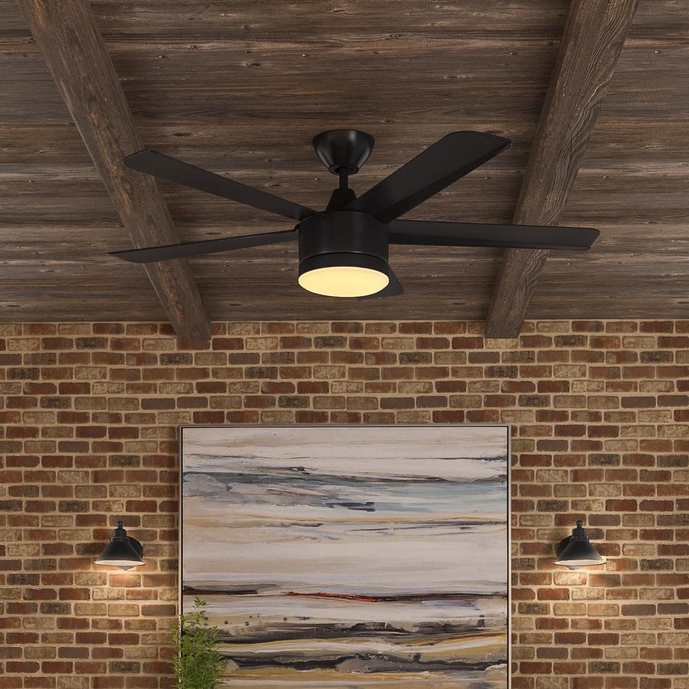 Matte Black Ceiling Fan Merwry 52" Integrated LED Indoor W/ Light Kit