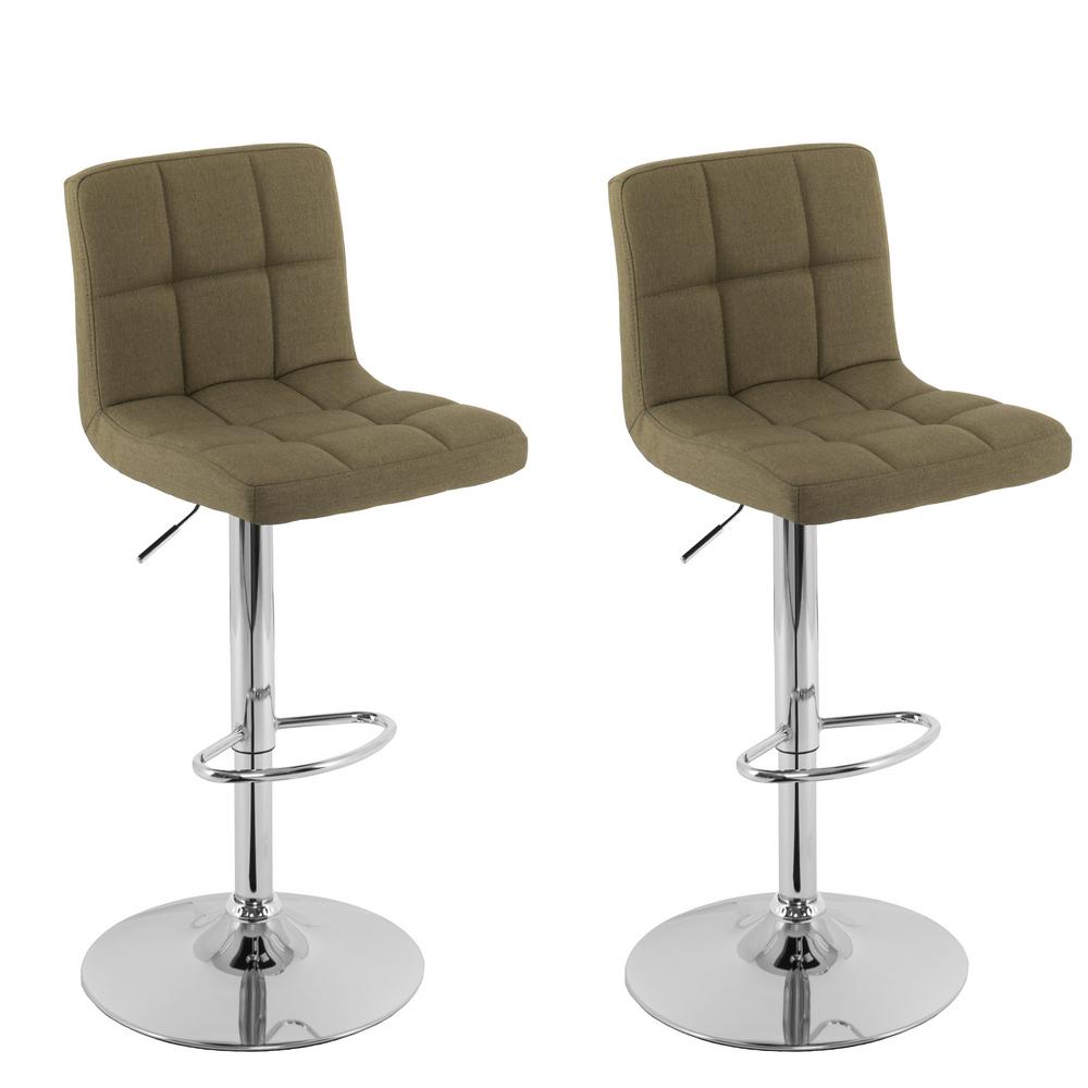 Corliving Adjule Height Olive Green Mid Back Square Panel Fabric Corliving Adjule Height Olive Green Mid Back Square Panel Fabric Bar Stool Set Of