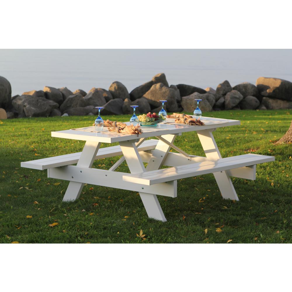 DuraTrel 8 ft. White Vinyl Patio Picnic Table11116 The Home Depot