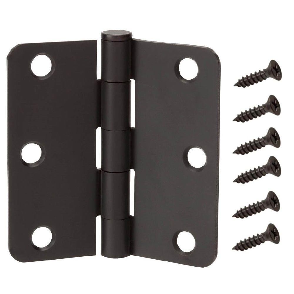 Photo 1 of 3-1/2 in. Oil Rubbed Bronze 1/4 in. Radius Door Hinges Value Pack (3-Pack)