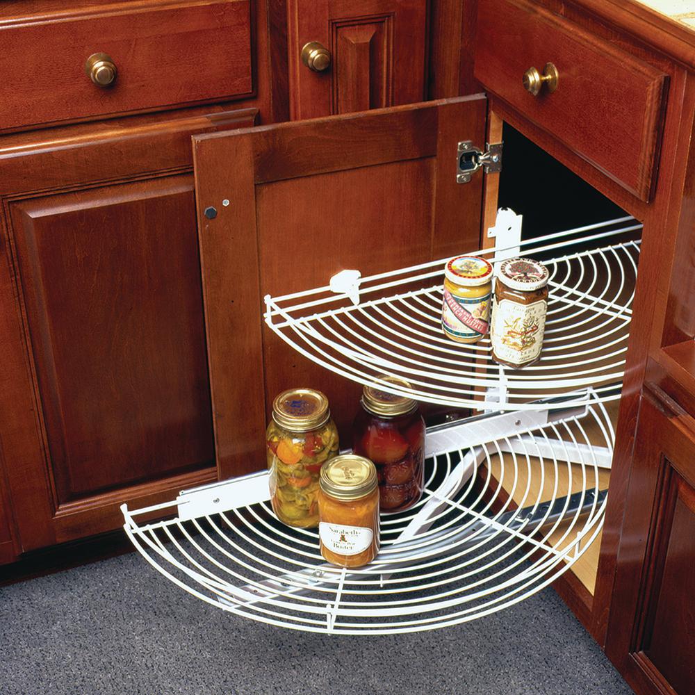 Knape Vogt 3 25 In X 24 5 11 69 Pivot Half Moon White Pivot Half Moon White Wire Lazy Susan