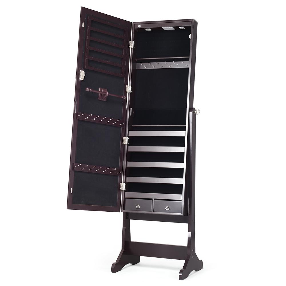 Costway Lockable Mirrored Jewelry Cabinet Armoire Organizer