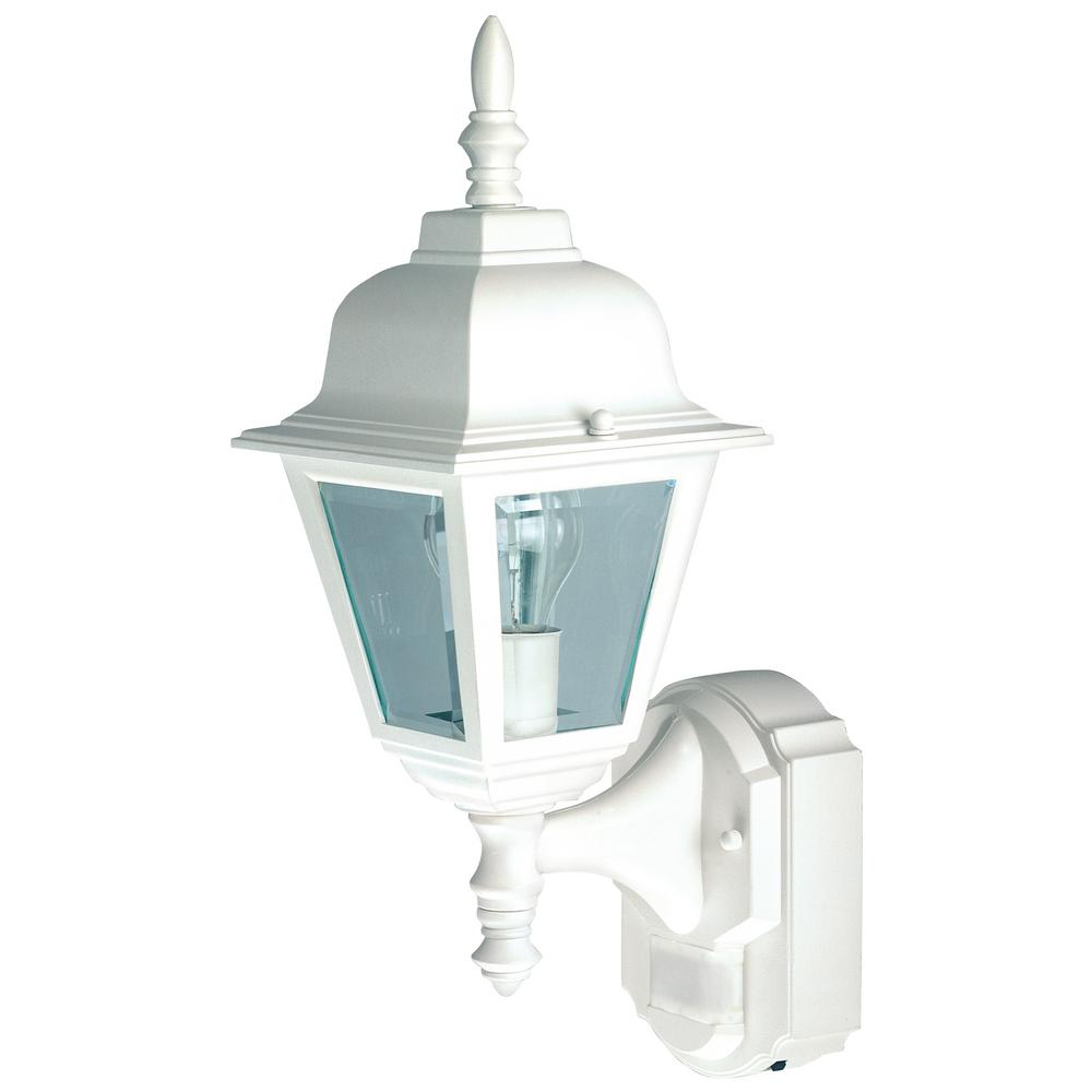 1 Light White Motion Activated Outdoor Wall Mount Lantern 1 Light White Motion Activated Outdoor Wall