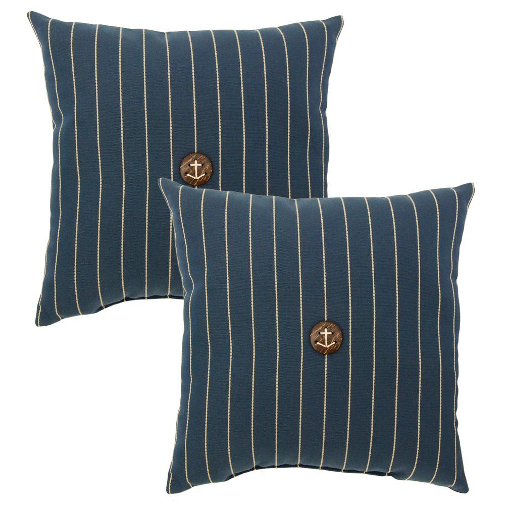 Hampton Bay Midnight Stripe Outdoor Throw Pillow (2Pack)736402003200