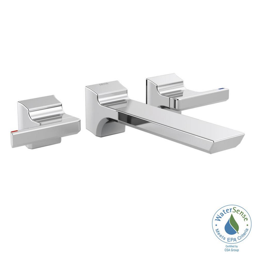 Delta Pivotal 2 Handle Wall Mount Bathroom Faucet Trim Kit In Chrome Delta Pivotal 2 Handle Wall Mount Bathroom Faucet Trim Kit In Chrome Valve