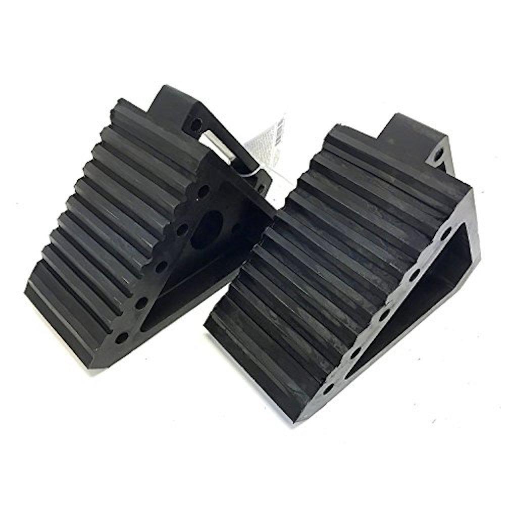 Maxxhaul 8 In L X 4 In W X 6 In H Solid Rubber Heavy Duty Black Wheel Chock 2 Pack 70472 The Home Depot