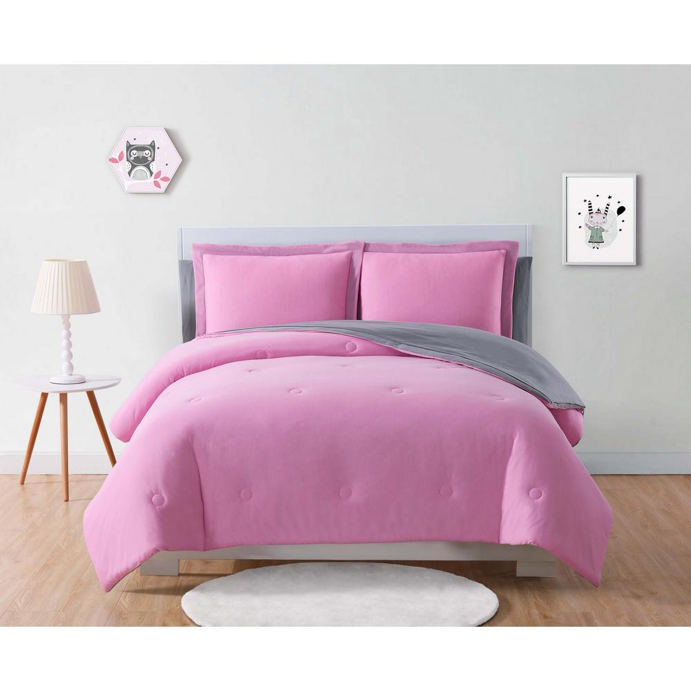 Laura Hart Kids Solid Jersey Pink And Grey Twin Xl Bed In A Bag Laura Hart Kids Solid Jersey Pink And Grey Twin Xl Bed In A Bag Bib2399pgtxl 00 The Home Depot