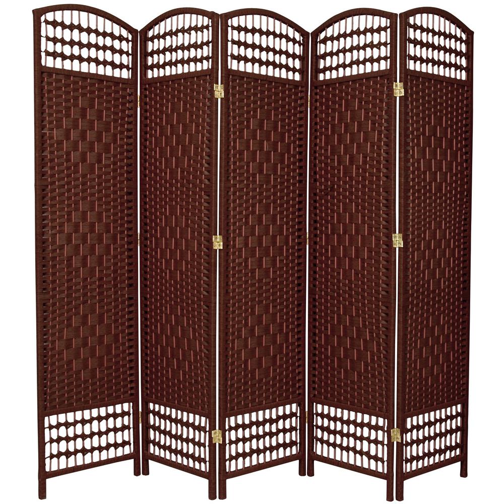 Oriental Furniture 5.5 ft. Dark Red 5Panel Room DividerFBDMNDDRD5P