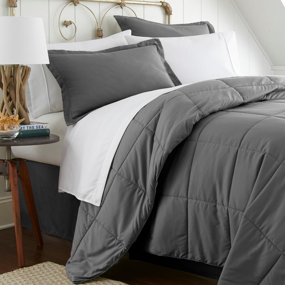 Bed In A Bag Performance Gray Queen 8 Piece Bedding Set