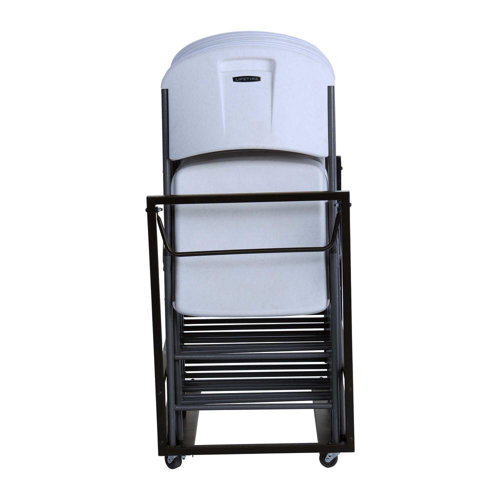 Lifetime White Gray Metal Frame Stackable Folding Chair Set Of 9