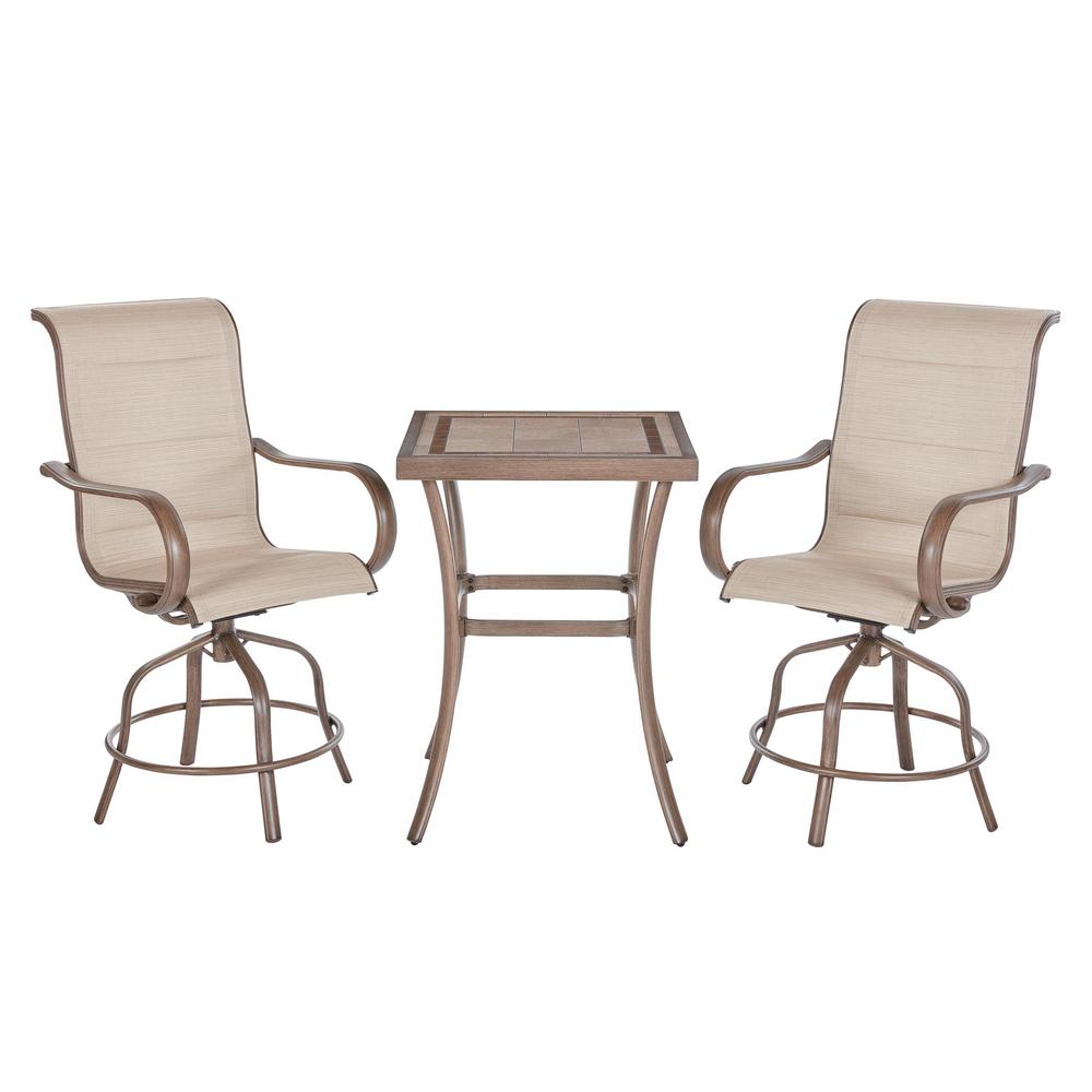 bar height outdoor aluminum patio dining sets sling valley sun piece bistro sunbrella square decorators furniture homedepot