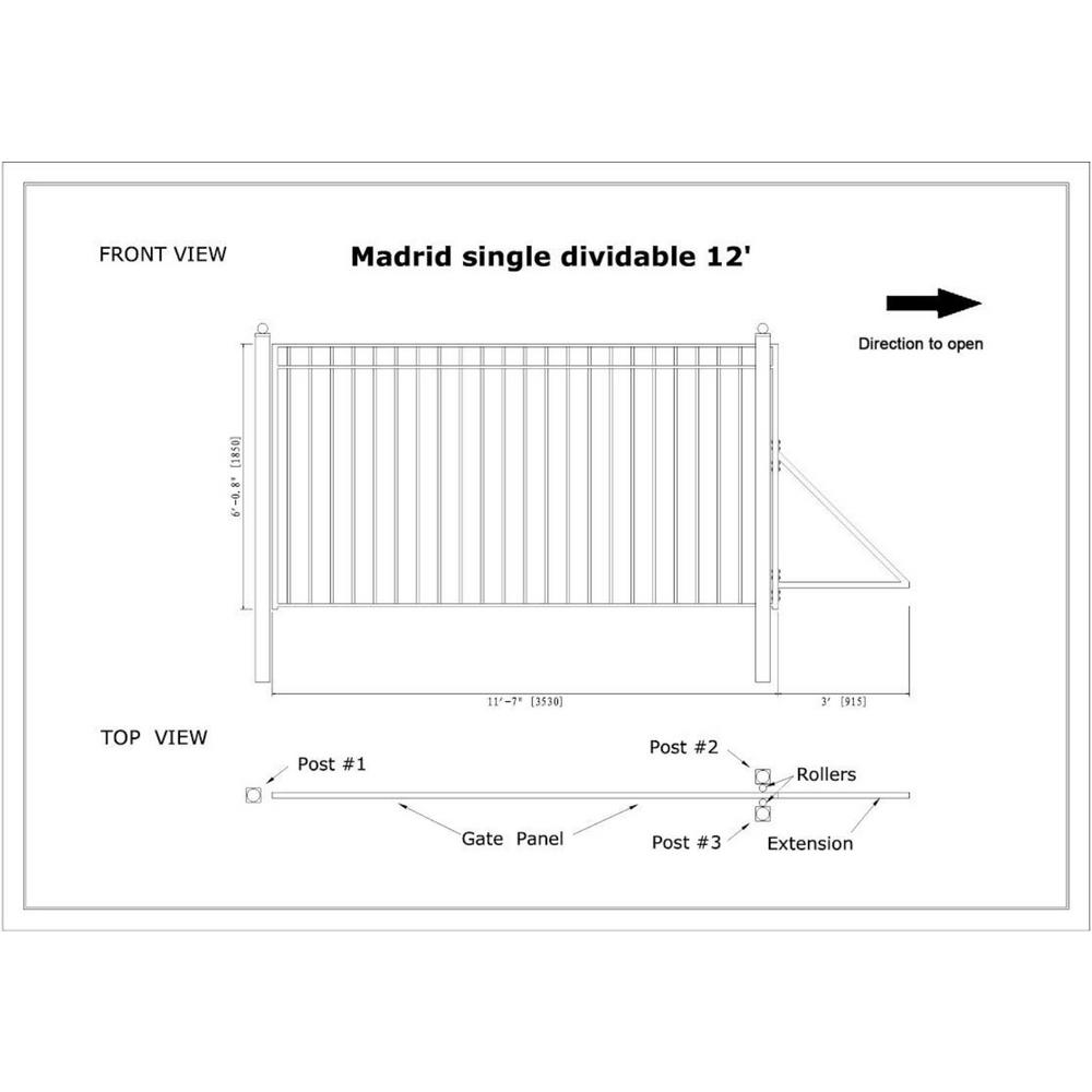 ALEKO DG12MADSSL Madrid Style Single Sliding Galvanized Steel Driveway Security Gate 12 x 6 Feet Black