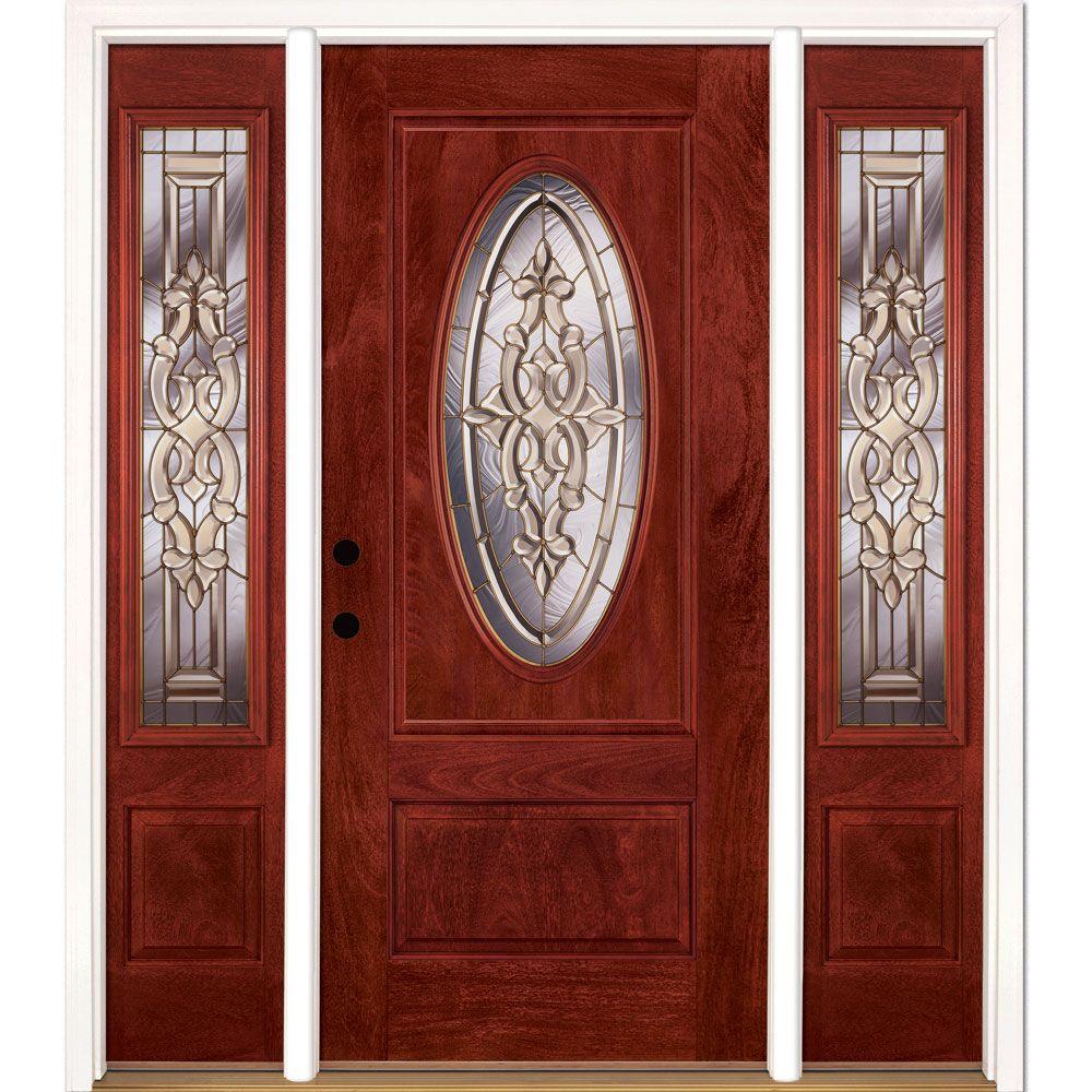 Feather River Doors 67.5 in.x81.625in.Silverdale Brass 3/4 Oval Lt