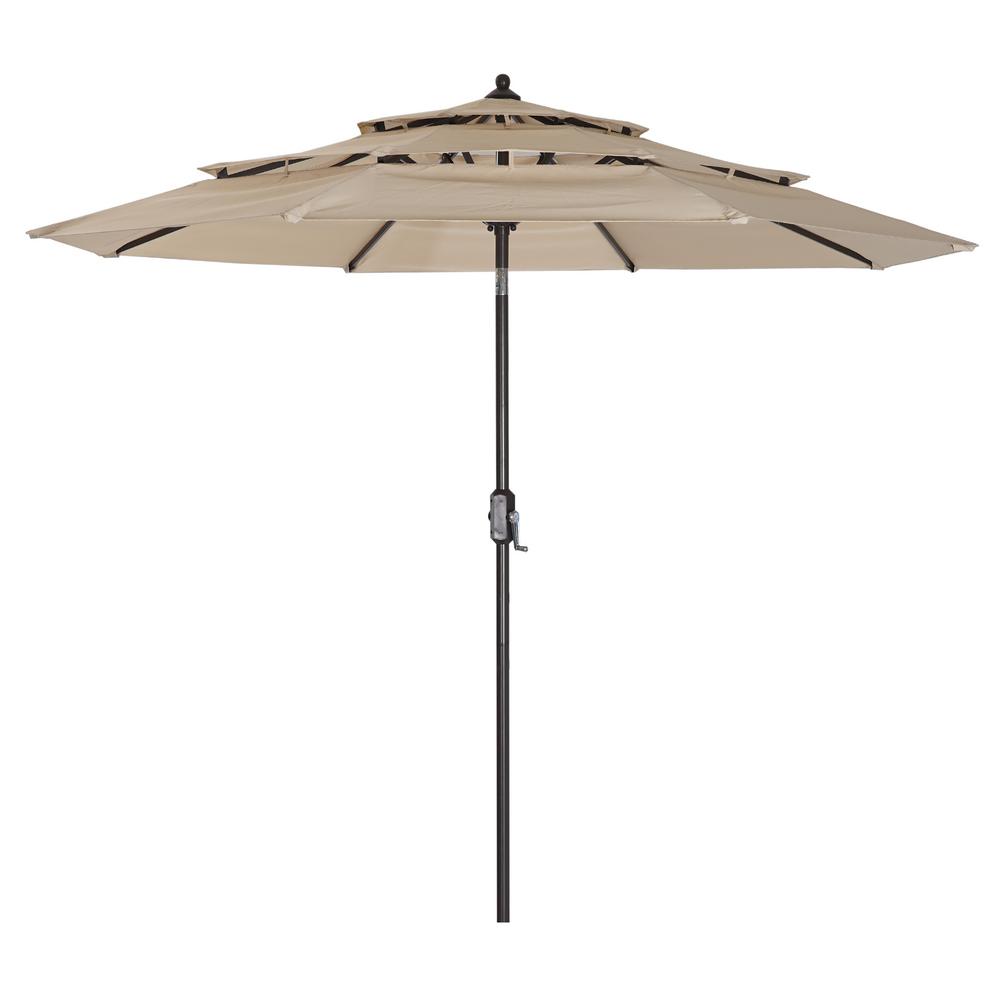 CASAINC 8.86 ft. Steel Round Market Solar Tilt Half Patio Umbrella in