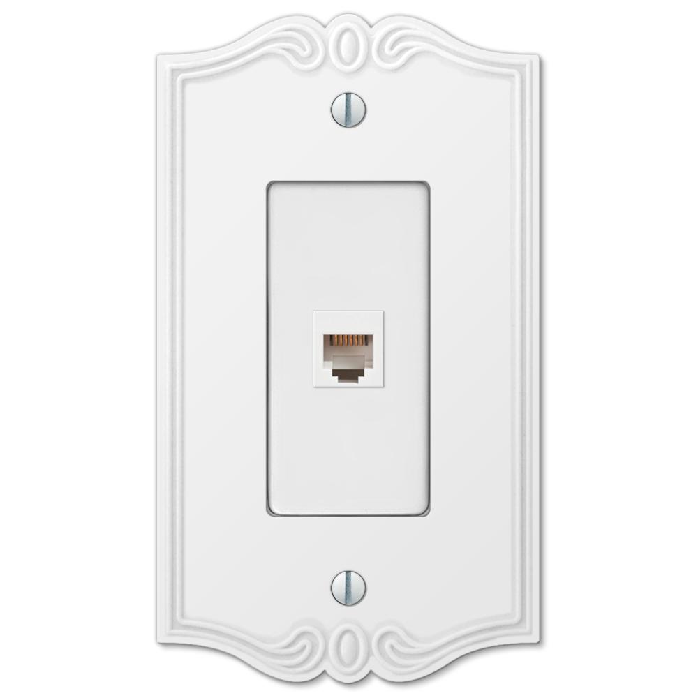 AMERELLE White 1Gang Phone Jack Wall Plate (1Pack)39PHW The Home Depot