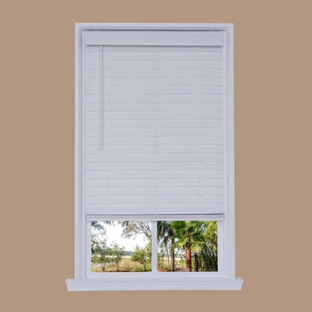 Perfect Lift Window Treatment Cut To Width White 2in Slats Room Darkening Cordless Faux Wood Blind 29 75in W X 48in L Actual Size 29 75in W X 48in L Qjwt296480 The Home Depot