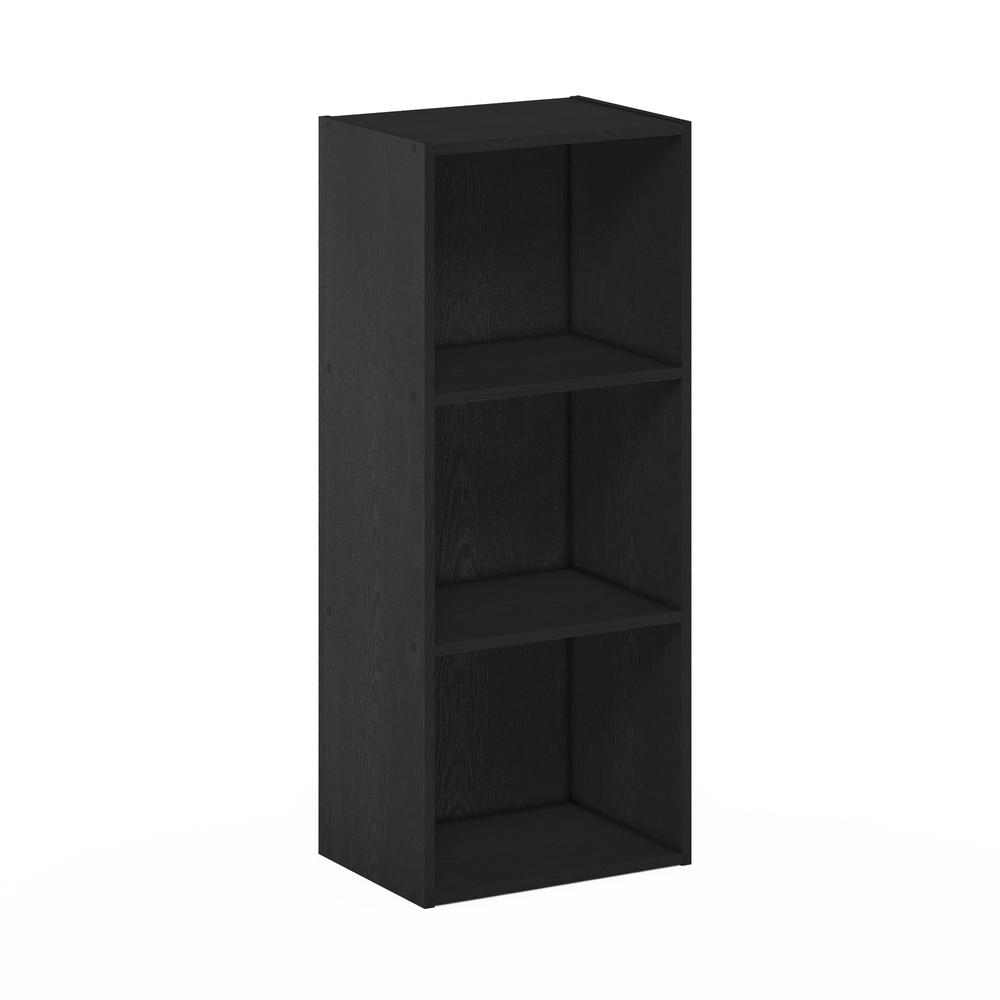 Furinno Tropika 31.49 in. Blackwood Wood 3-shelf Standard Bookcase with Storage