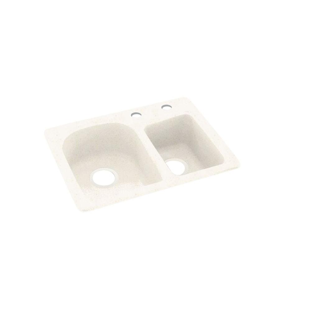 Swan Dual Mount Solid Surface 25 In X 18 In 2 Hole 60 40 Double Bowl Kitchen Sink In Baby S Breath