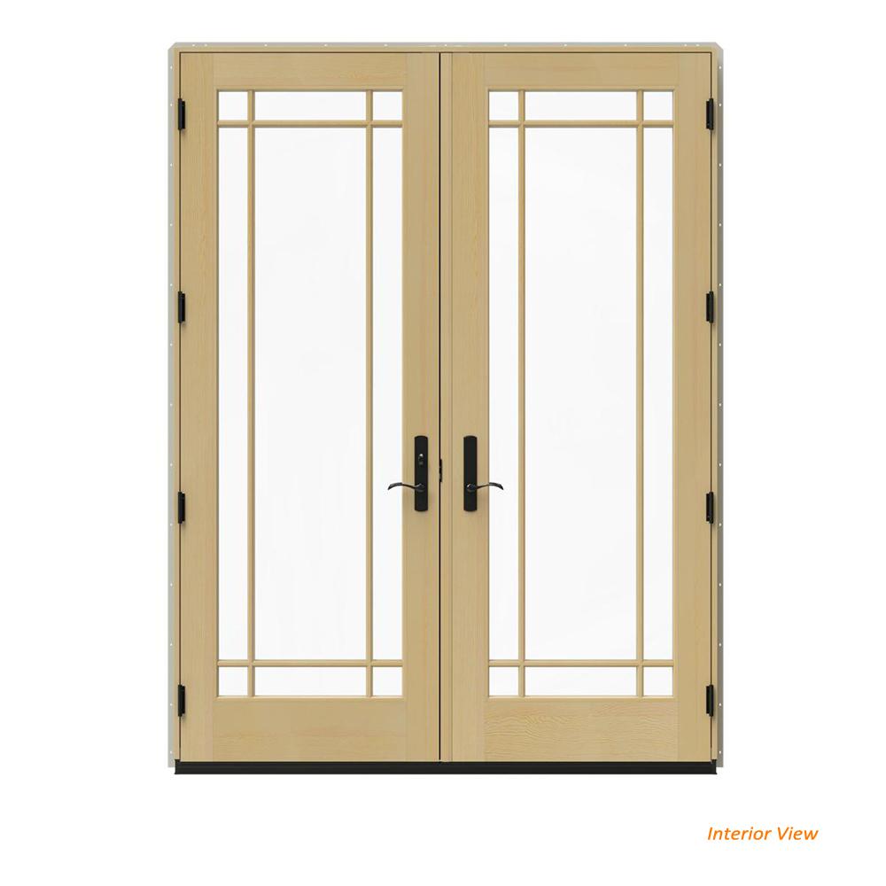 Jeld Wen 72 In X 96 W 4500 Desert Sand Clad Wood Right Hand 9 W 4500 Desert Sand Clad Wood Right Hand 9 Lite French Patio Door Unfinished Interior