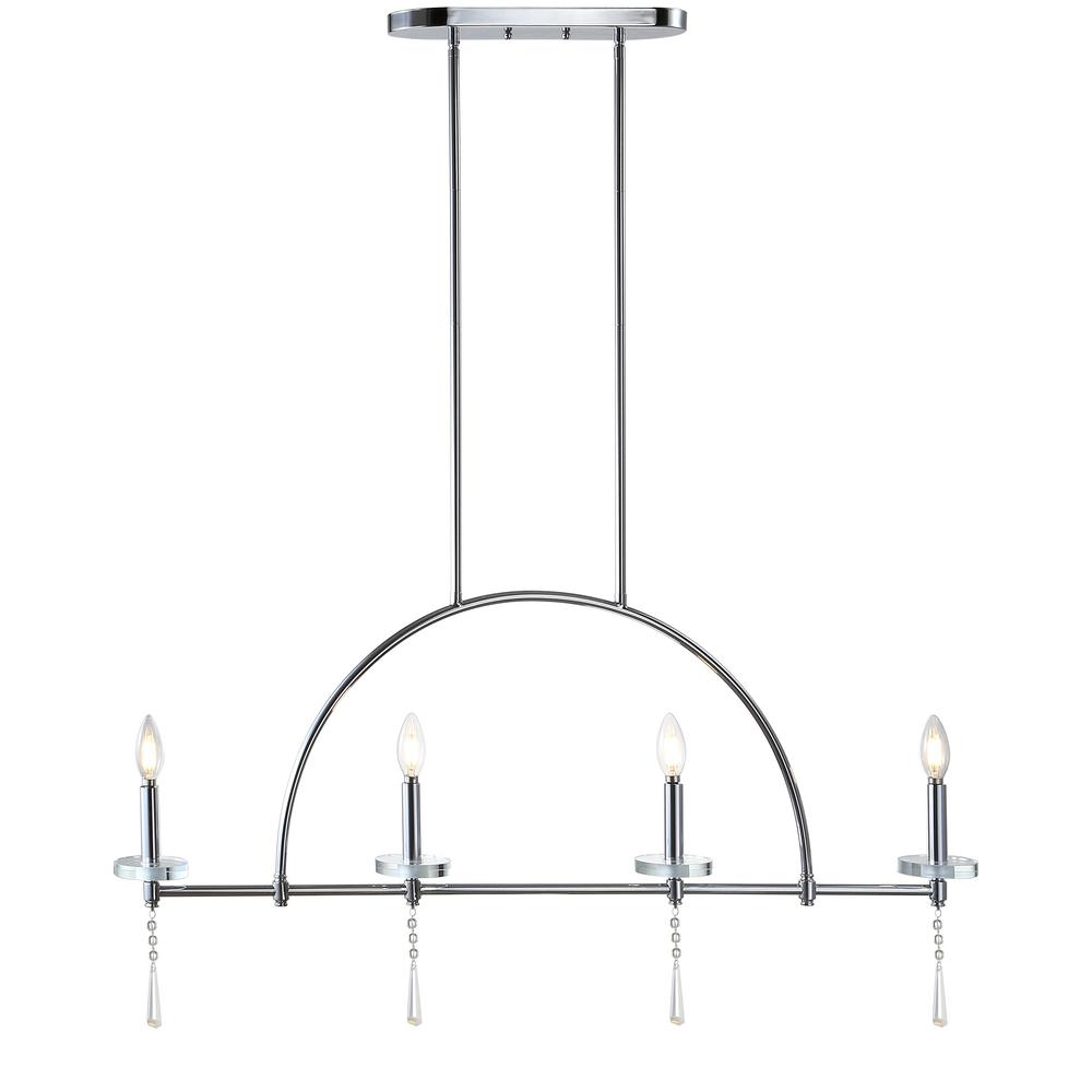 Jonathan Y Doris 41 In 4 Light Chrome Lital Crystal Led 4 Light Chrome Lital Crystal Led Pendant