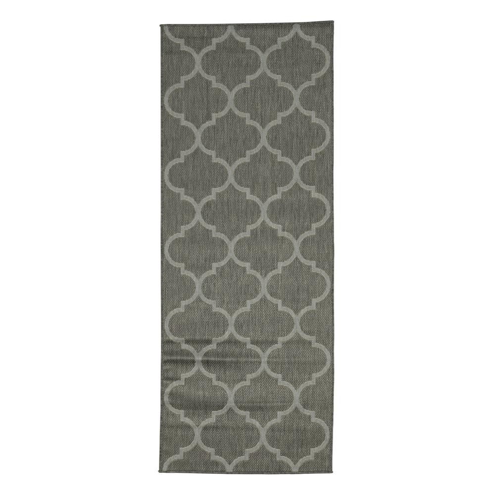 Ottomanson Jardin Collection Dark Gray Morrocan Trellis Design Ottomanson Jardin Collection Dark Gray Morrocan Trellis Design Indoor Outdoor 3 Ft X 7