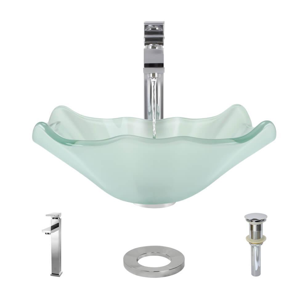 Kohler Demilav Wading Pool Cast Iron Vessel Sink In Vapour Green K Gl Vessel Sink In Frosted With R9 7003 Faucet And Pop Up Drain