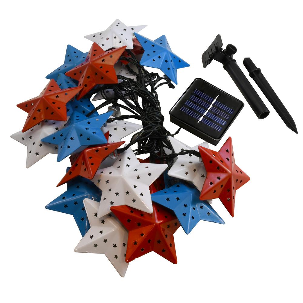 Lumabase Red White and Blue Solar String Lights37101 The Home Depot