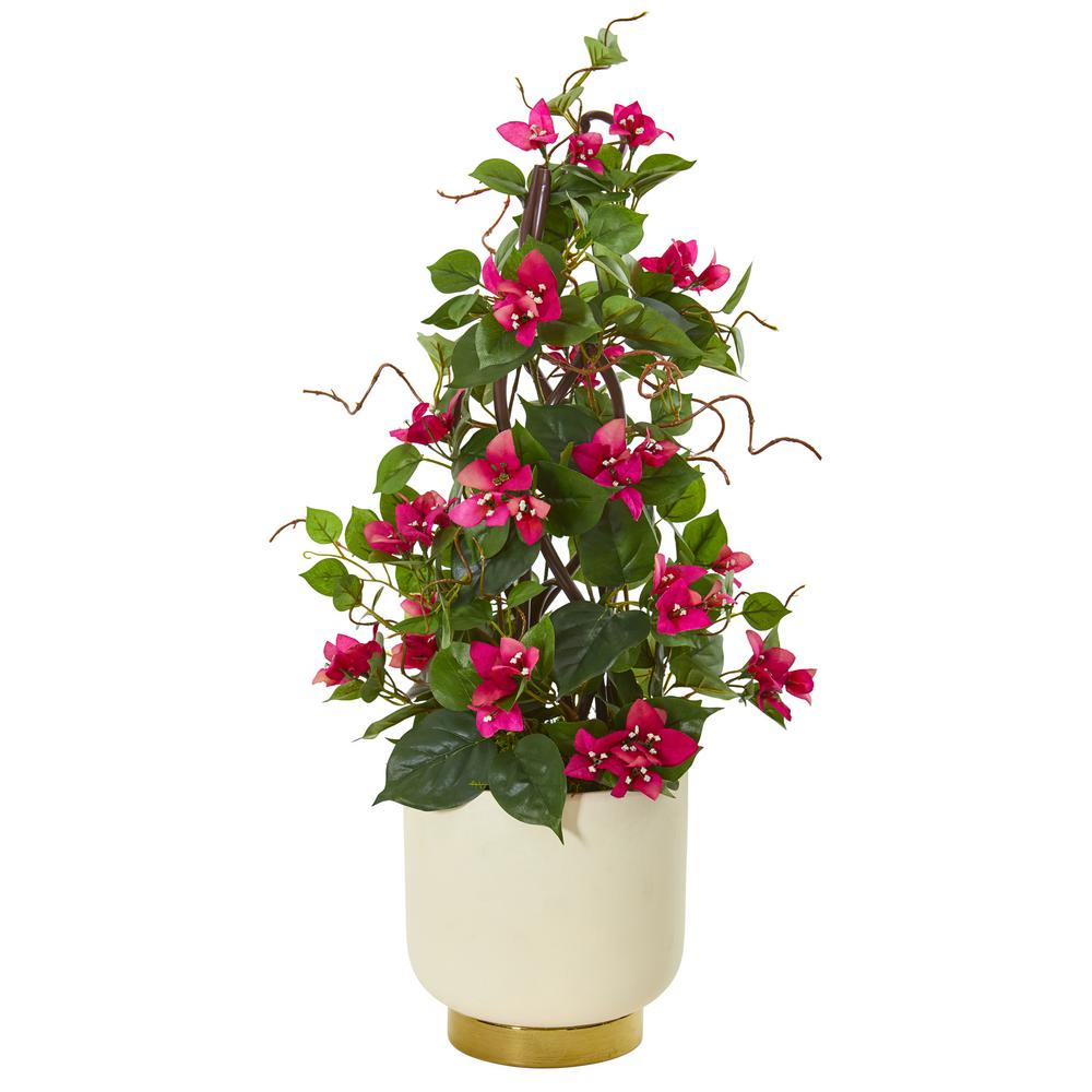 Nearly Natural 26 in. Bougainvillea Artificial Climbing Plant in Metal ...