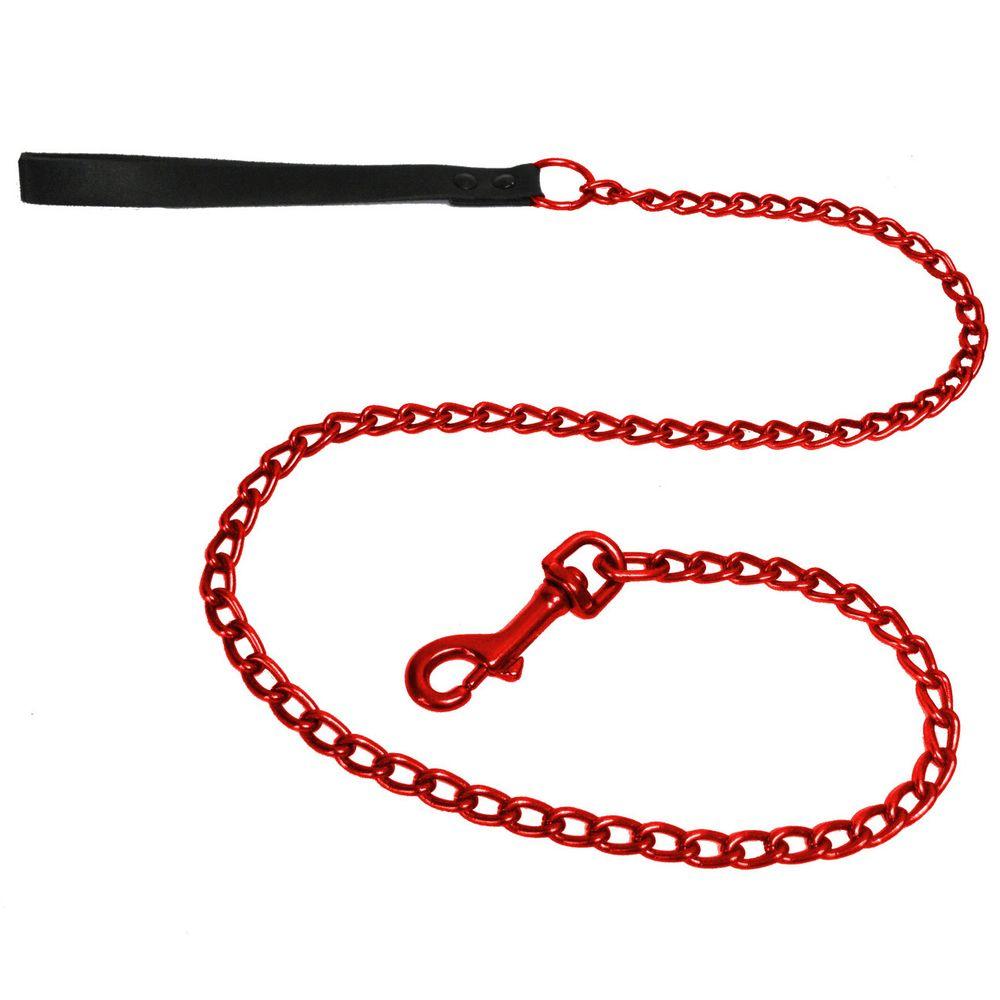 chain leash with leather handle