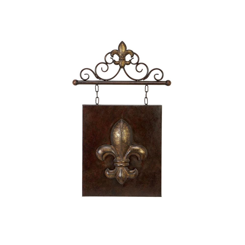 Set of 2 LARGE FRENCH FLEUR-DE-LIS WALL HOOKS WITH ANTIQUED RUST FINISH