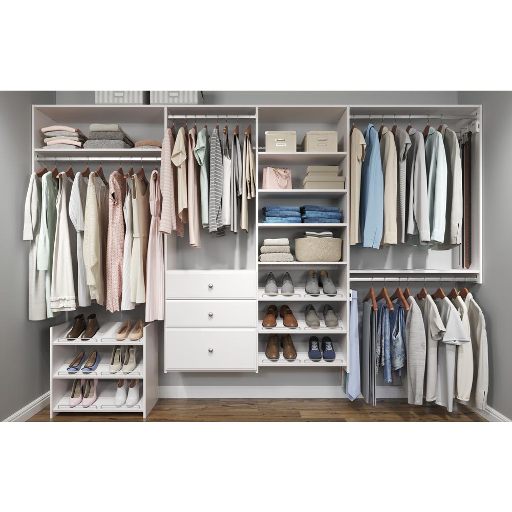 Closet Evolution 25 In H X 25 125 In W X 14 In D 9 Pair Classic White Wood Stackable Shoe Storage Wh21 The Home Depot