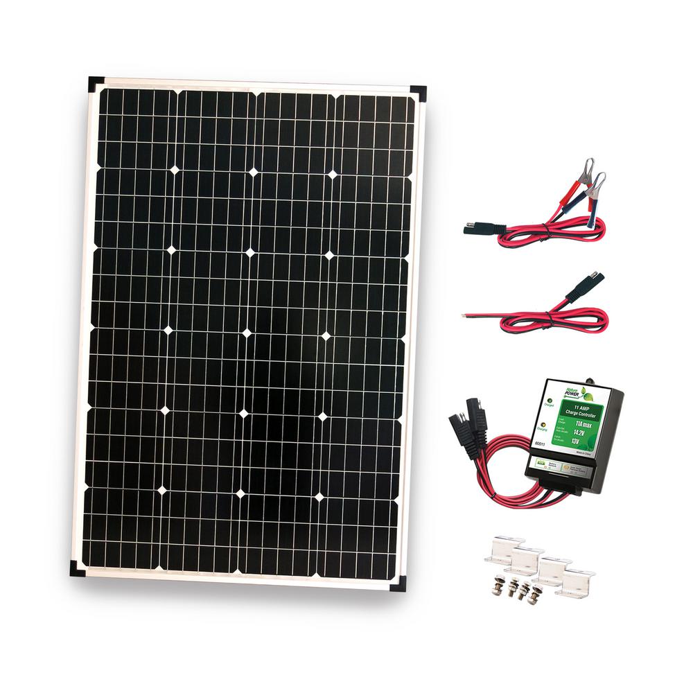 Nature Power 110 Watt Polycrystalline Solar Panel With 11 Amp Charge Controller 53000 The Home Depot