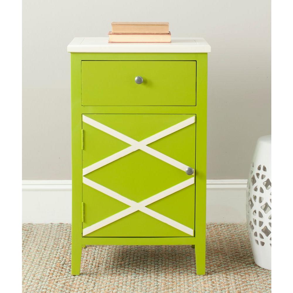 Safavieh Alan Lime Green And White Storage End Table Amh6598c