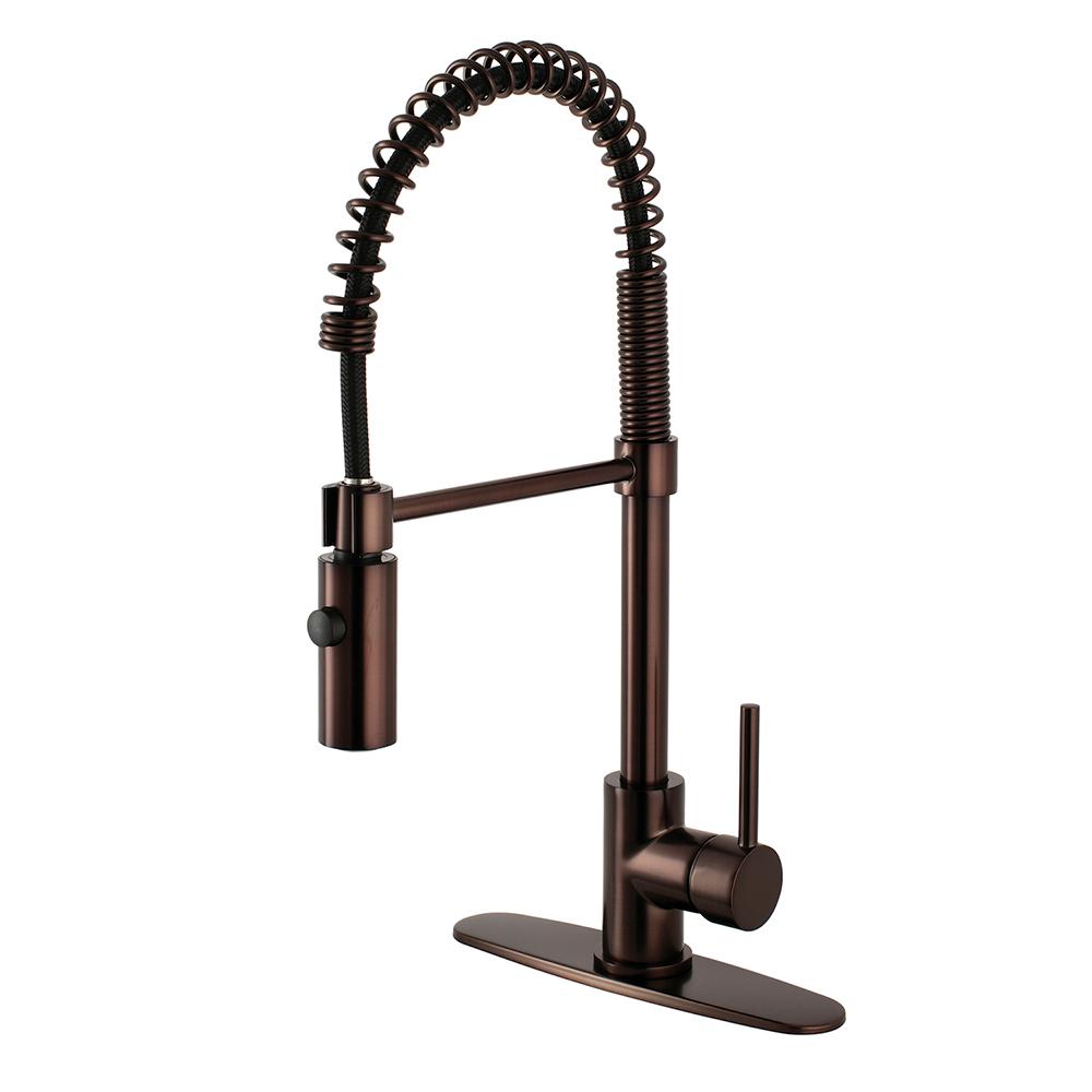 Kingston Brass Single Handle Pull Down Sprayer Kitchen Faucet In