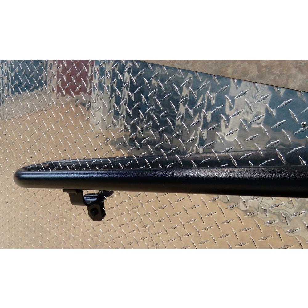 1.6 Round Handrail Kit Shipped in 2 Pieces with Splice Satin Black Anodized Aluminum with 7 Black Wall Brackets and ADA Returns Overall Length: 185 15 ft