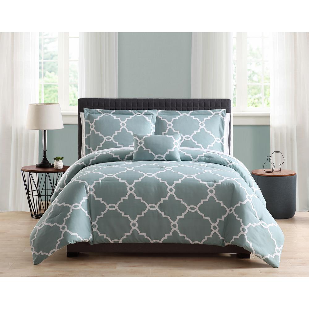 Morgan Home Allyson Gate Work 8 Piece Blue Full Queen Bed In A Bag Allyson Gate Work 8 Piece Blue Full Queen Bed In A Bag Set
