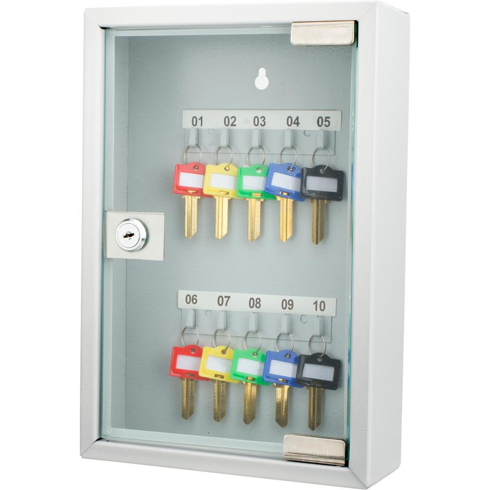 Barska 10 Position Steel Key Cabinet With Glass Door Grey Cb12986